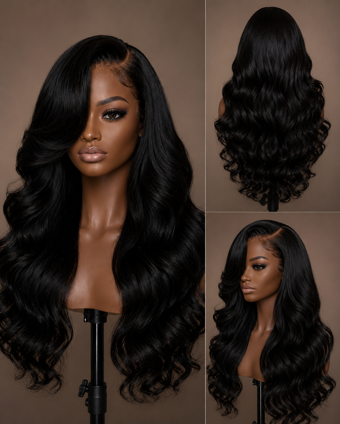 ZahBella Black Satin Loose Wave