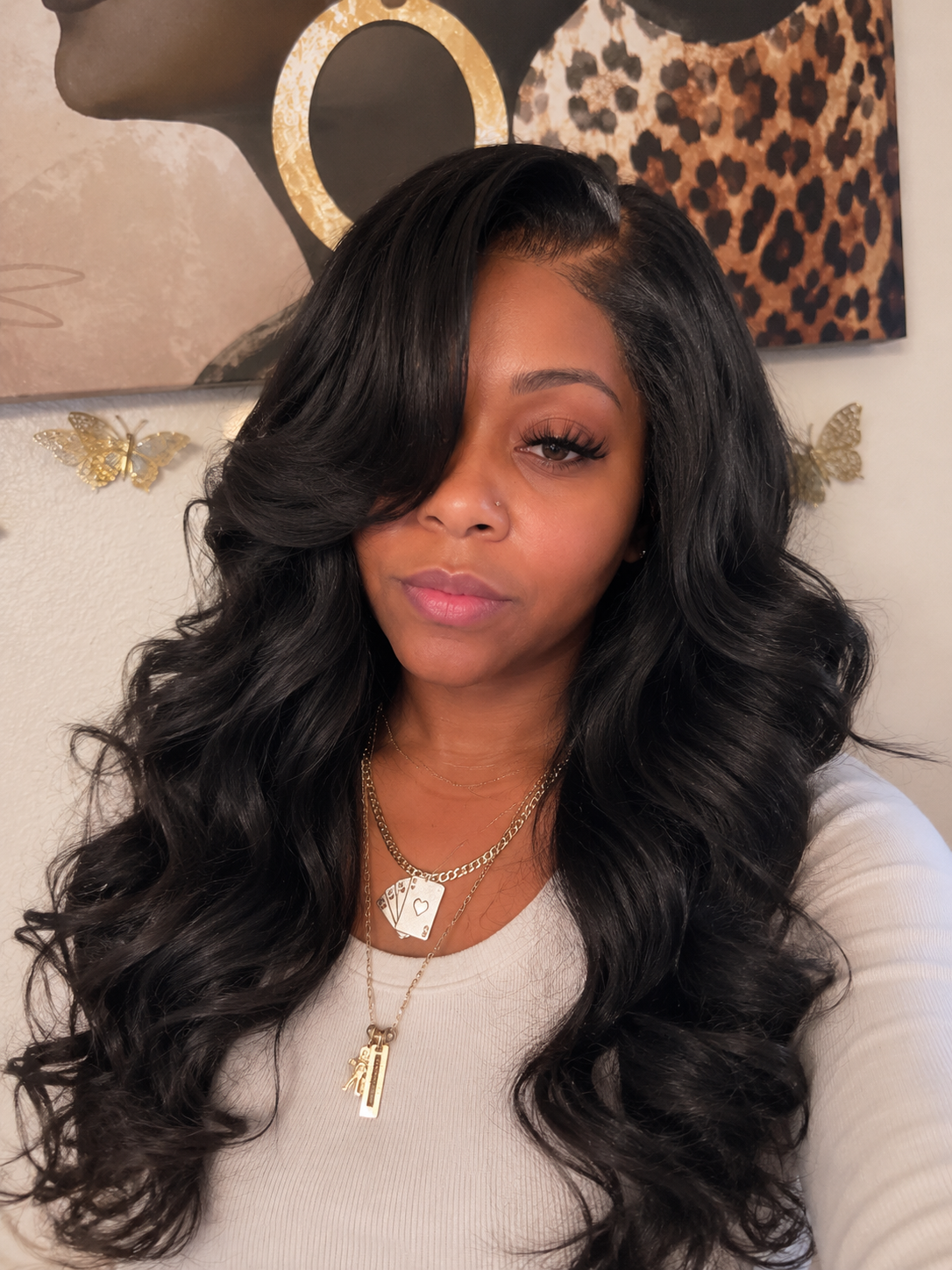 ZahBella Black Satin Loose Wave