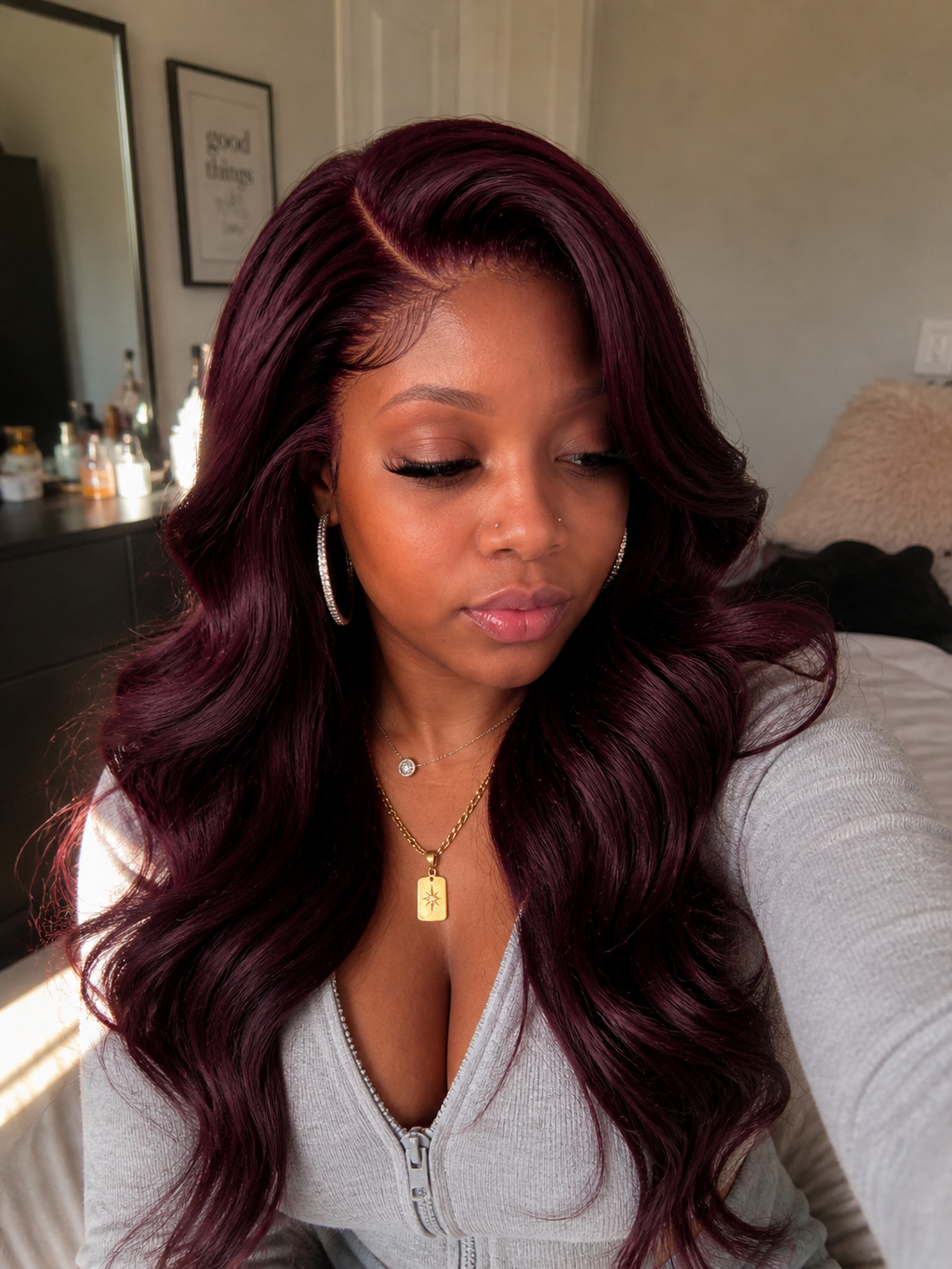 ZahBella Black Cherry Velvet Wig