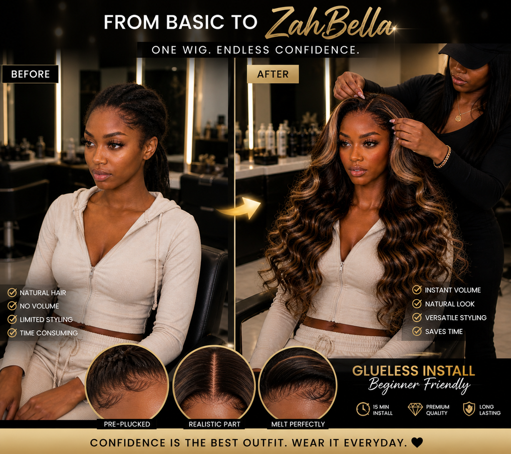 ZahBella Cocoa Body Wave Glueless Drawstring Wig (Beginner Friendly)