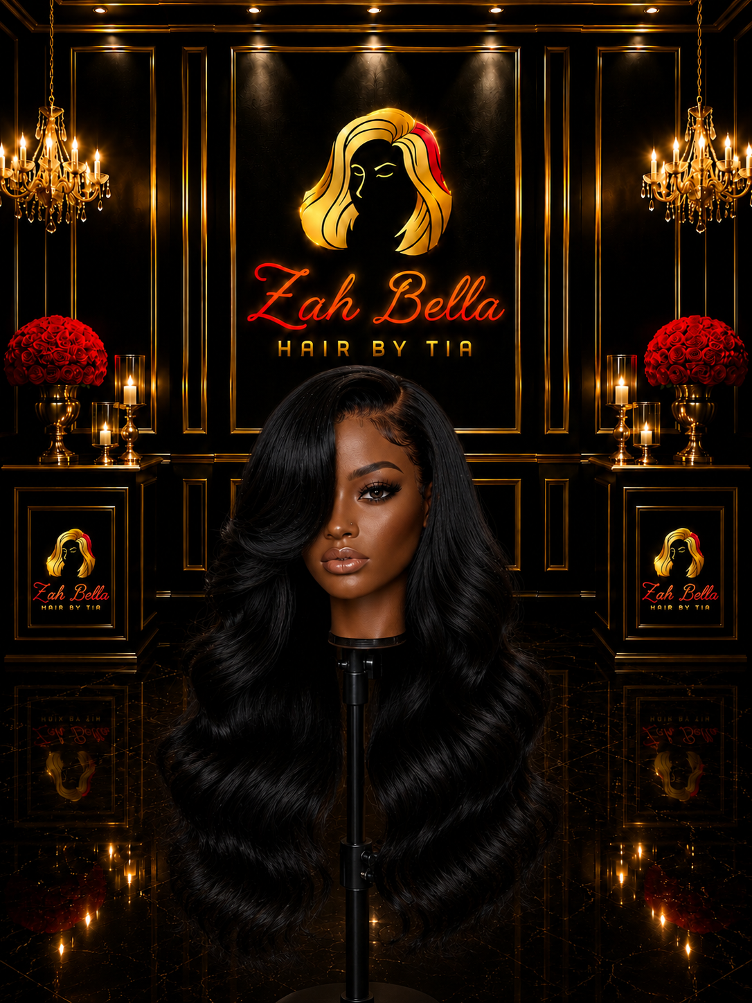 ZahBella Black Satin Loose Wave