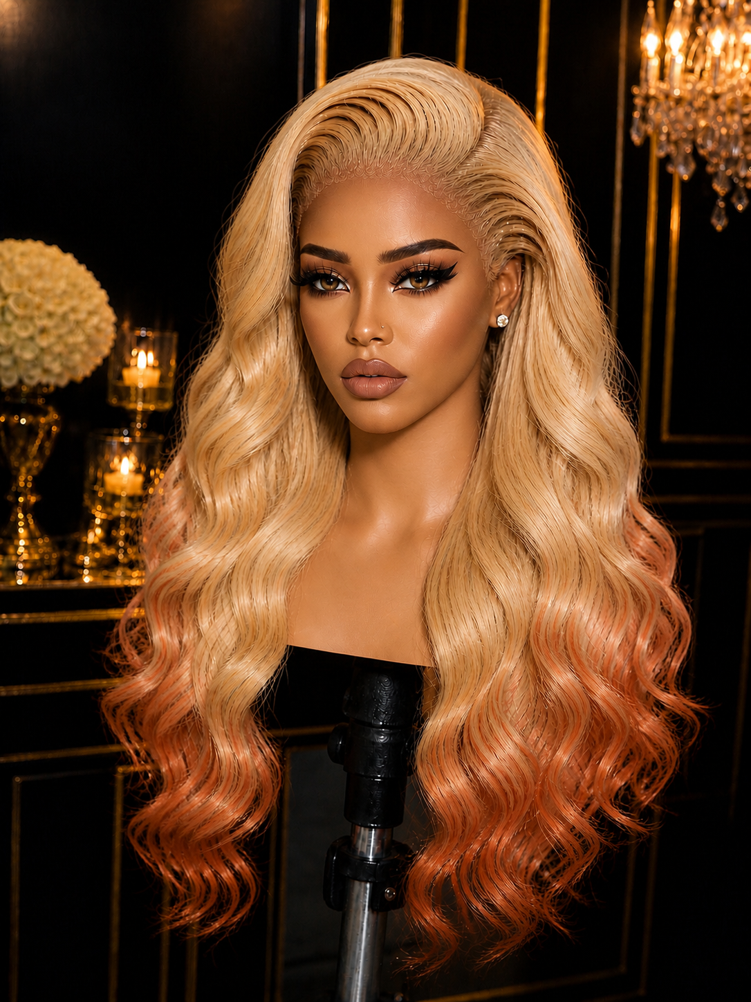 ZahBella Heat Wave Glueless 13x4 HD Lace Wig (200% Density, 613 Blonde Ginger Ombré)